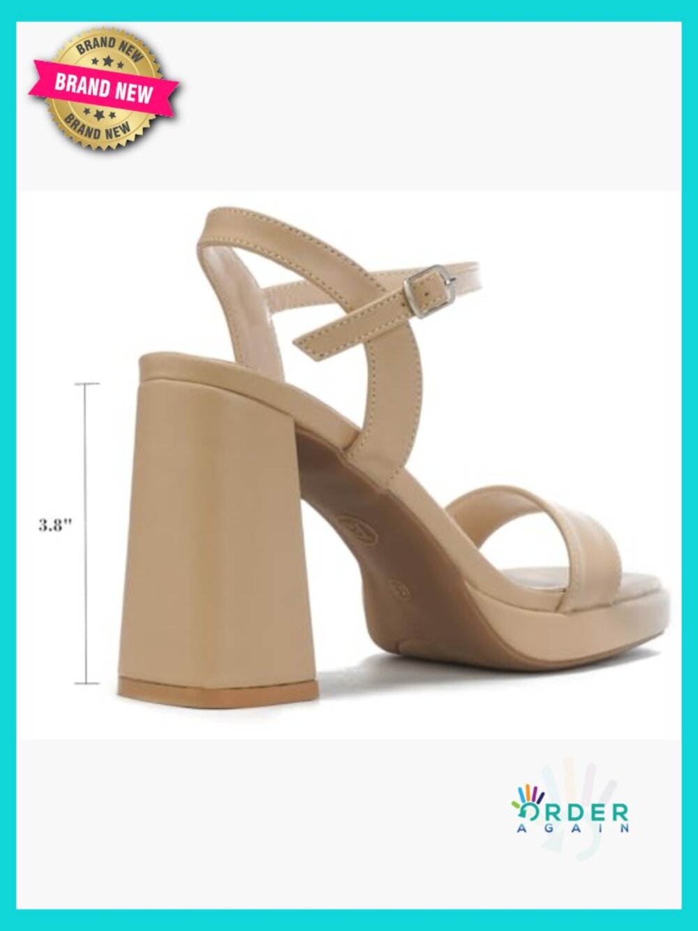 Platform Block Heel Square Open Toe Ankle Strap Heeled Sandals Fashion Wedding - Picture 6 of 7